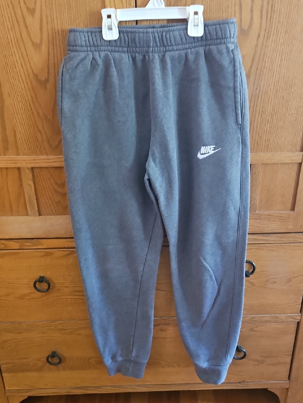 Nike Gray  Fleece Joggers with White Logo